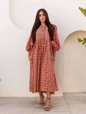 House of Sundar Maya Midi Dress Saffron Sun